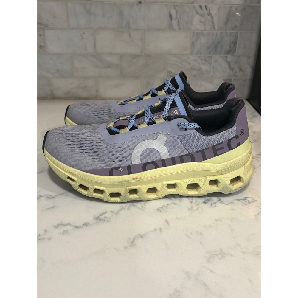 On Cloudmonster Women's Running Shoes Grey Purple Yellow US 11 EU 43 - Picture 3 of 8